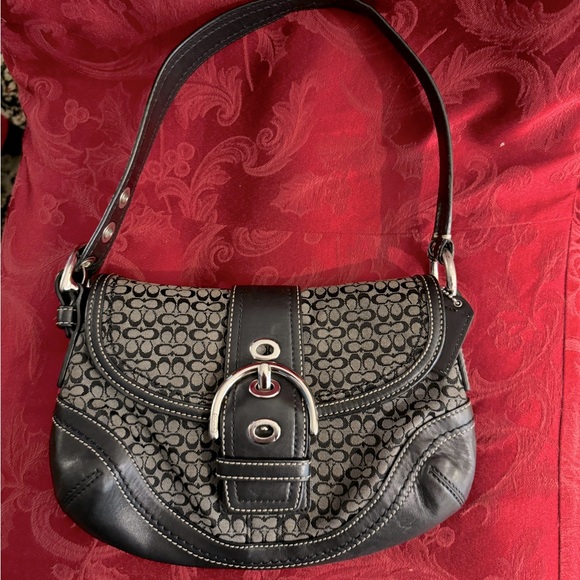 Vintage Coach F 10925 Brown Tan Signature Soho Satchel Buckle Flap Shoulder Bag - Picture 1 of 10